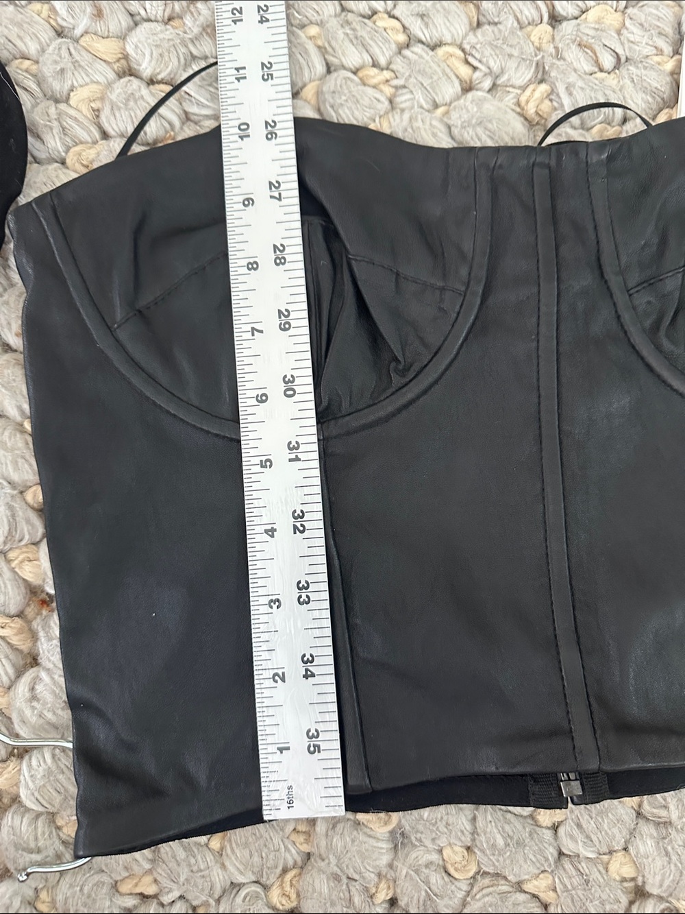 NWT SPRWMN Black Leather Corset Top Size Medium M Strapless Bustier cropped - Picture 6 of 6
